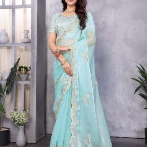 royal glow shimmer chiffon saree