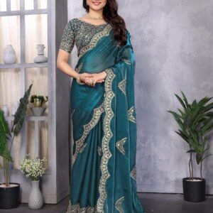 royal glow shimmer chiffon saree