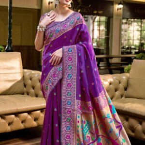 Rajwadi Paithani Silk Saree– Royal Purple